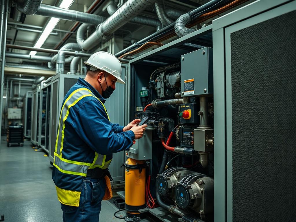 ACE technician servicing a commercial chiller